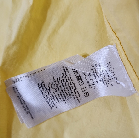 NÜMPH 100% Cotton Yellow Shirt Long sleeves Mandarin collar - Picture 11 of 14